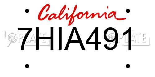 7HIA491 California License Plate