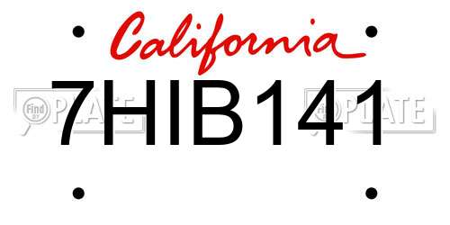 7HIB141 California License Plate