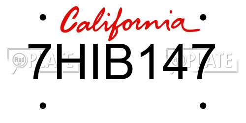 7HIB147 California License Plate