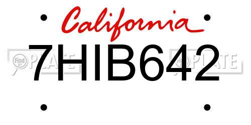7HIB642 California License Plate