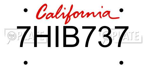 7HIB737 California License Plate