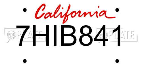 7HIB841 California License Plate