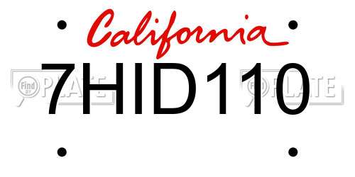 7HID110 California License Plate