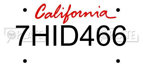 7HID466 California License Plate