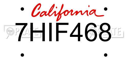 7HIF468 California License Plate