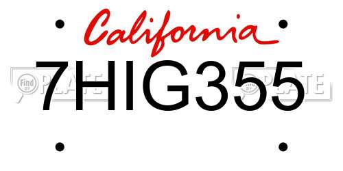 7HIG355 California License Plate
