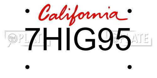 7HIG95 California License Plate