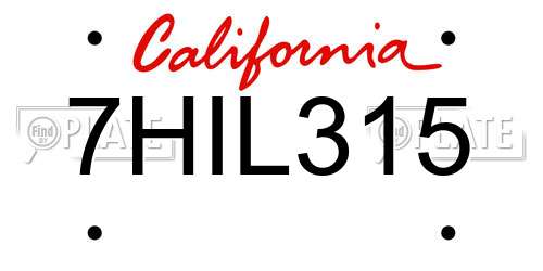 7HIL315 California License Plate
