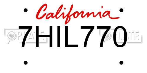 7HIL770 California License Plate
