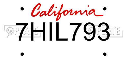7HIL793 California License Plate