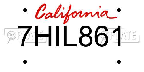 7HIL861 California License Plate