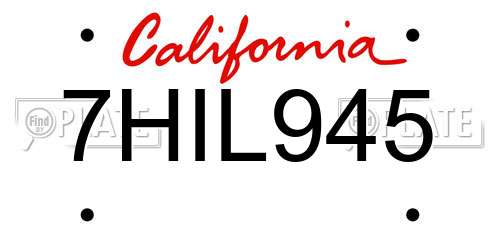 7HIL945 California License Plate