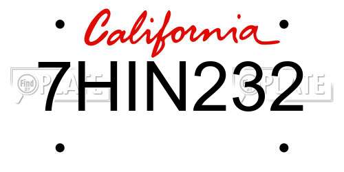 7HIN232 California License Plate