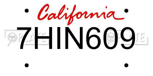 7HIN609 California License Plate