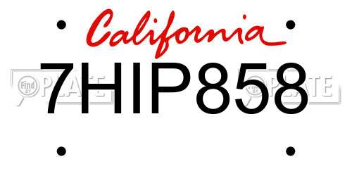 7HIP858 California License Plate