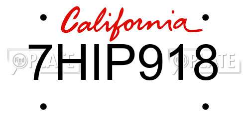 7HIP918 California License Plate