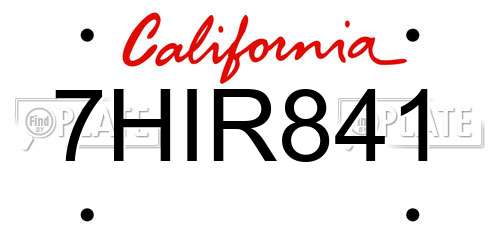 7HIR841 California License Plate