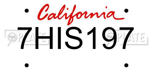 7HIS197 California License Plate