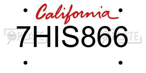 7HIS866 California License Plate