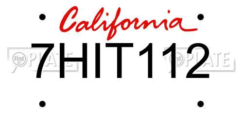 7HIT112 California License Plate