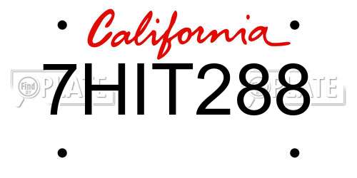 7HIT288 California License Plate