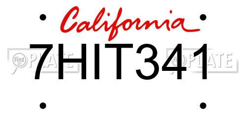 7HIT341 California License Plate