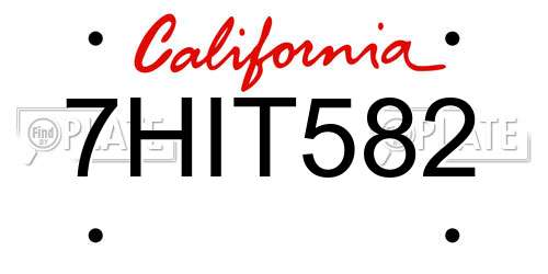 7HIT582 California License Plate