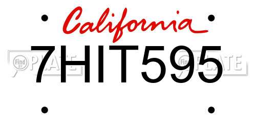7HIT595 California License Plate