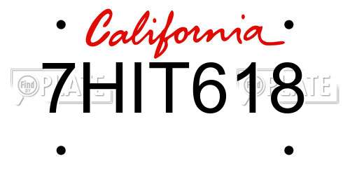 7HIT618 California License Plate