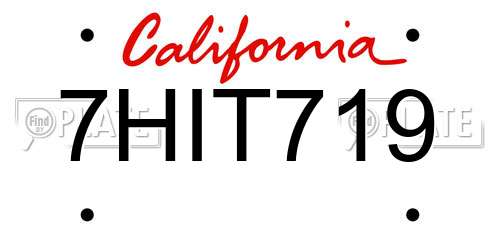 7HIT719 California License Plate