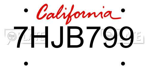 7HJB799 California License Plate