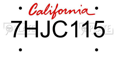 7HJC115 California License Plate