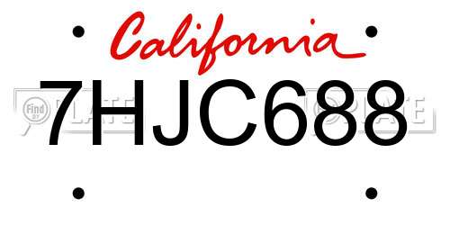 7HJC688 California License Plate