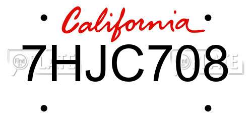 7HJC708 California License Plate