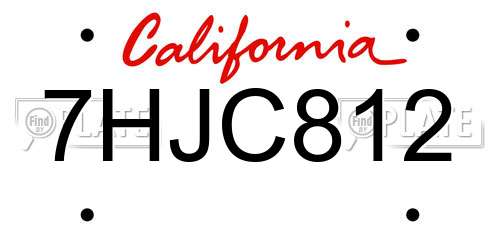 7HJC812 California License Plate
