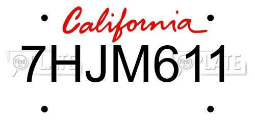 7HJM611 California License Plate