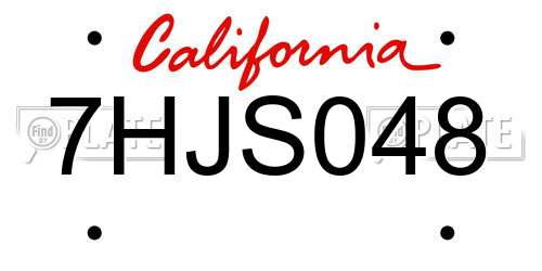 7HJS048 California License Plate