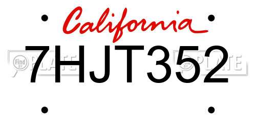 7HJT352 California License Plate