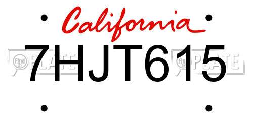 7HJT615 California License Plate