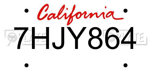 7HJY864 California License Plate