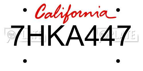 7HKA447 California License Plate