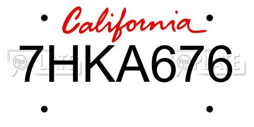 7HKA676 California License Plate
