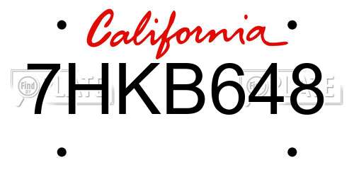 7HKB648 California License Plate