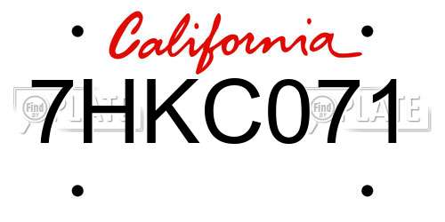 7HKC071 California License Plate