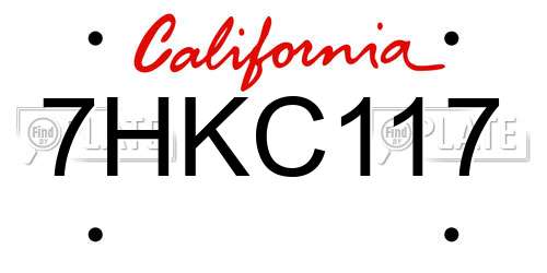 7HKC117 California License Plate