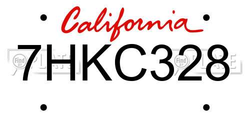 7HKC328 California License Plate