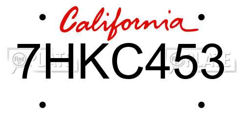 7HKC453 California License Plate