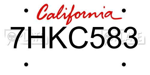 7HKC583 California License Plate