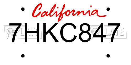 7HKC847 California License Plate