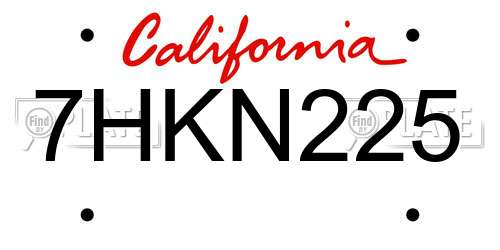 7HKN225 California License Plate